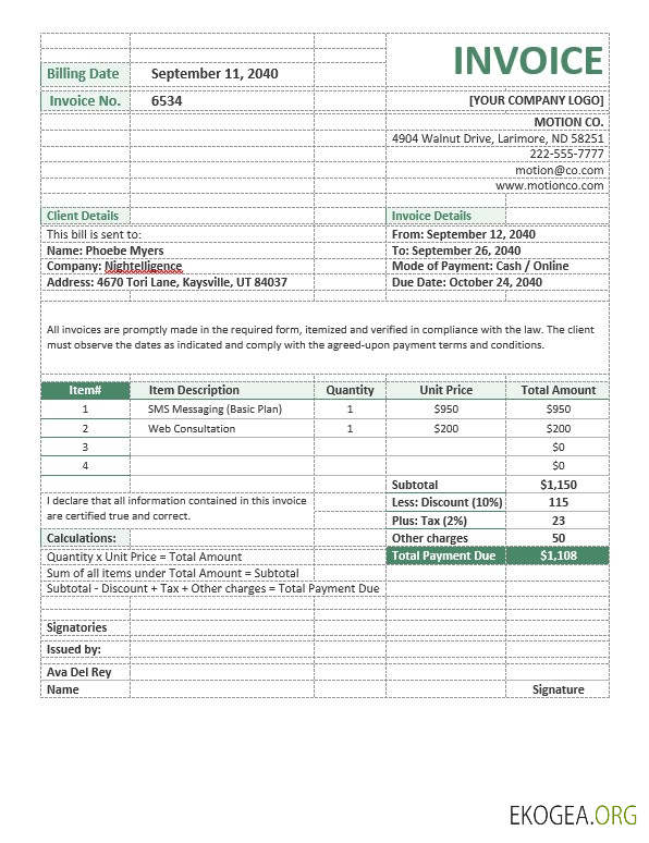 Modèle de facturation d'agence